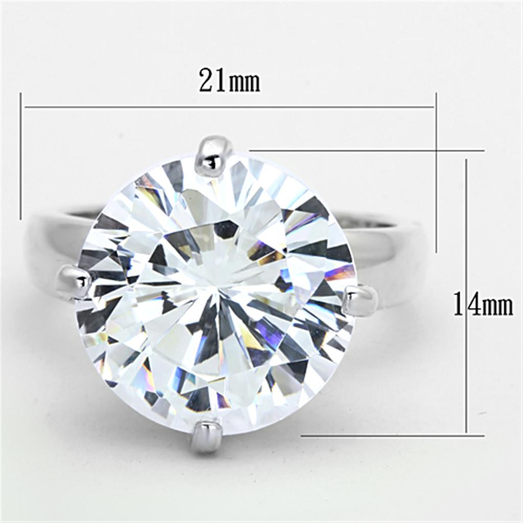 Silver 925 Sterling Silver Ring with AAA Grade CZ in Clear