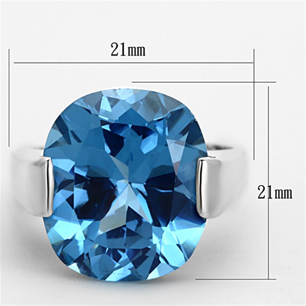 Silver 925 Sterling Silver Ring with Synthetic Spinel in Sea Blue