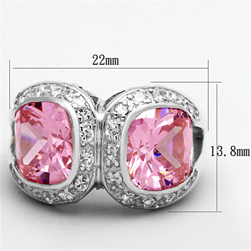 Silver 925 Sterling Silver Ring with AAA Grade CZ in Rose
