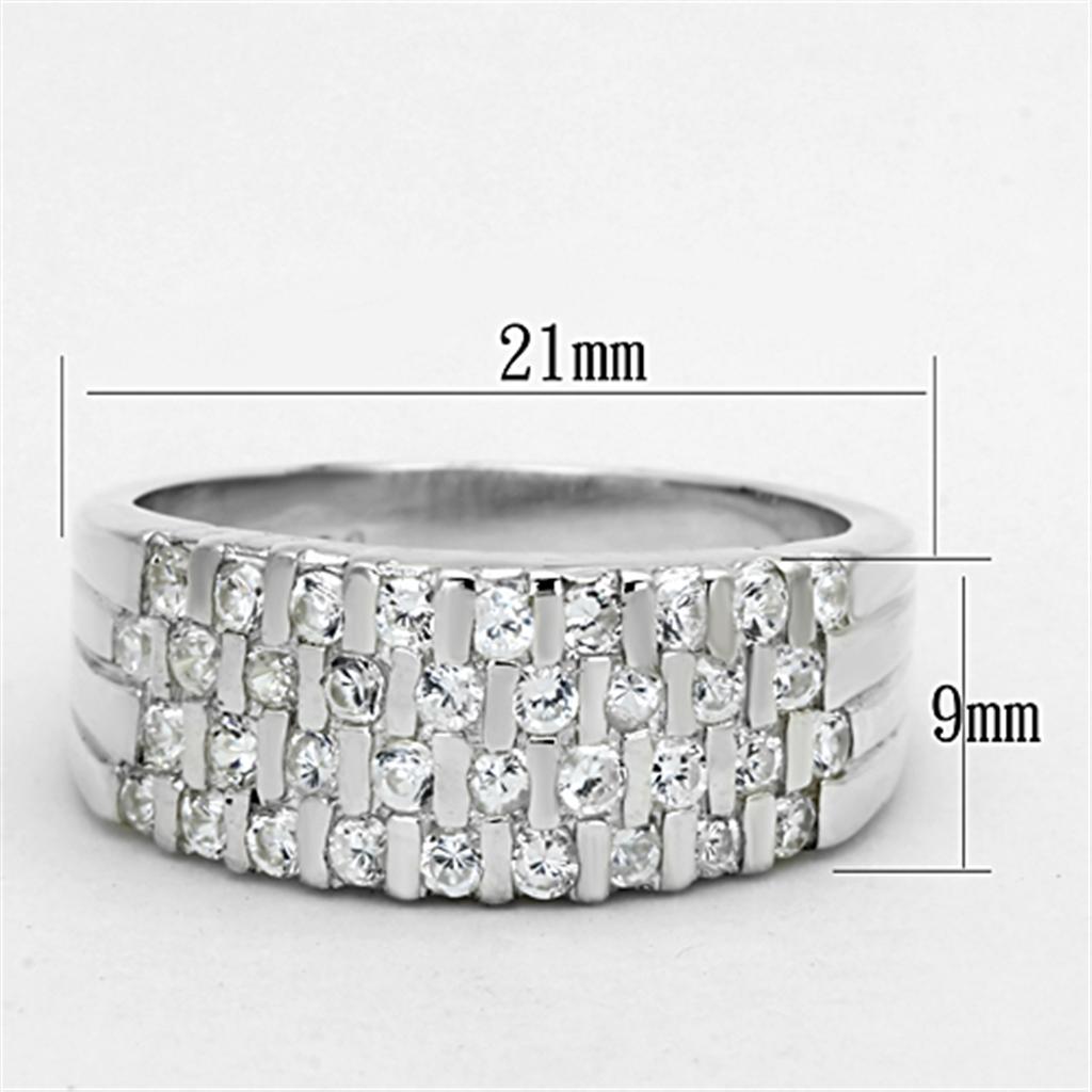 Silver 925 Sterling Silver Ring with AAA Grade CZ in Clear