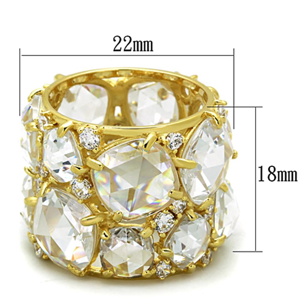 Gold 925 Sterling Silver Ring with AAA Grade CZ in Clear