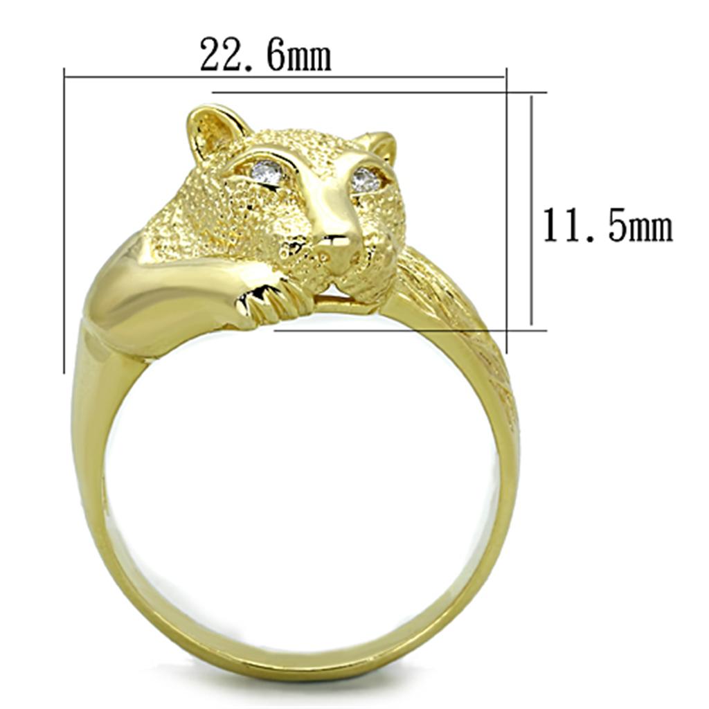 Gold 925 Sterling Silver Ring with AAA Grade CZ in Clear