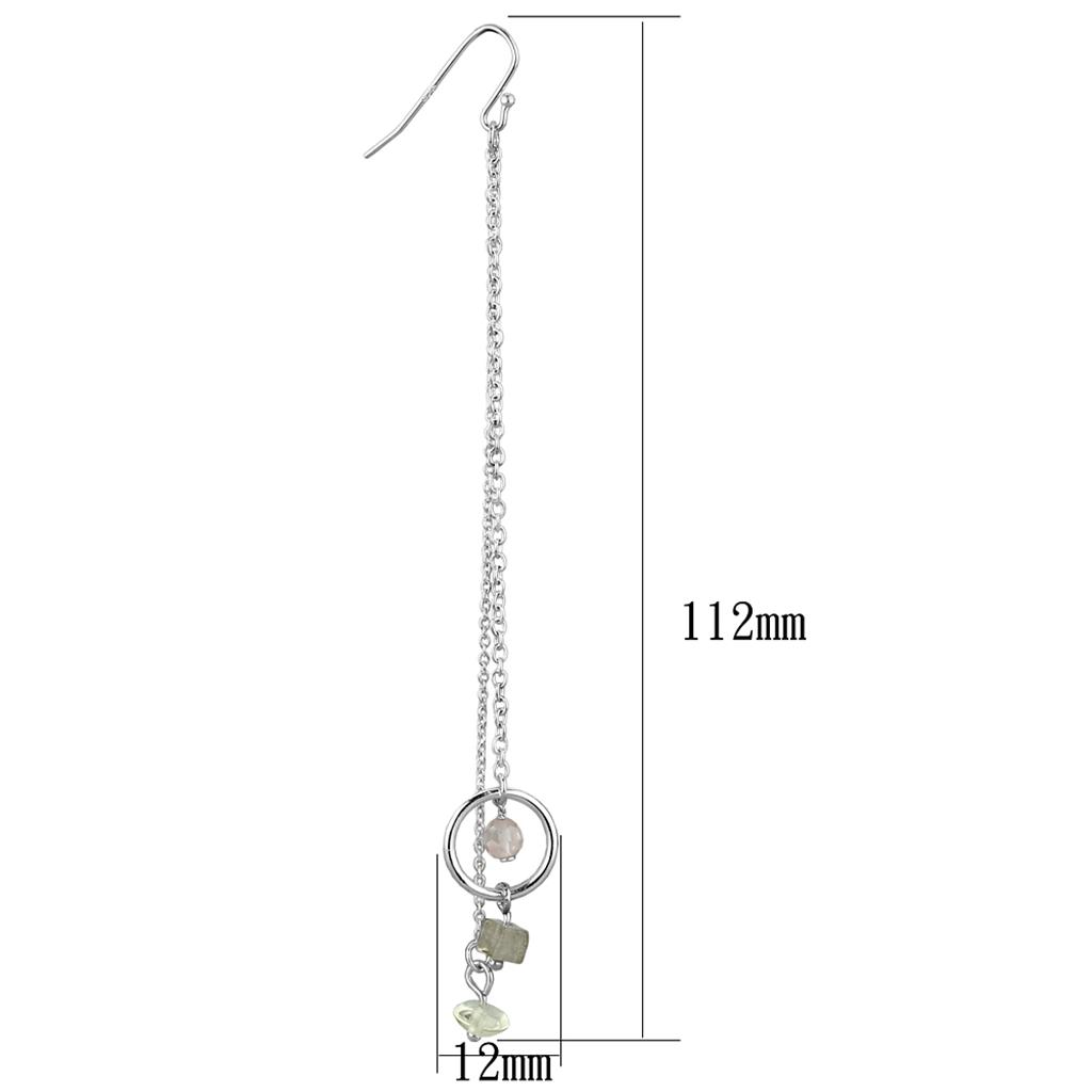 Silver 925 Sterling Silver Earrings with Synthetic Glass Bead in Multi Color