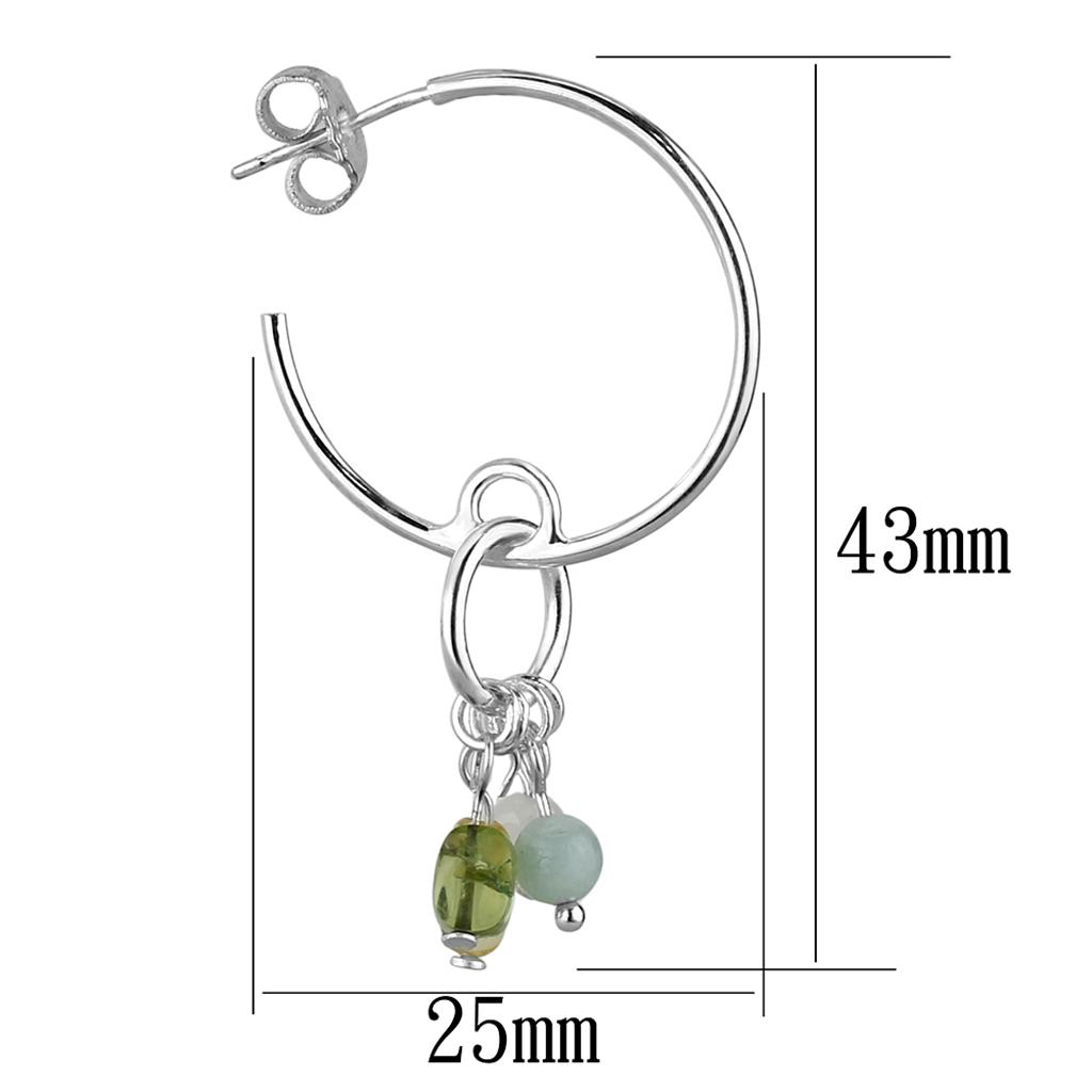 Silver 925 Sterling Silver Earrings with Synthetic Glass Bead in Multi Color