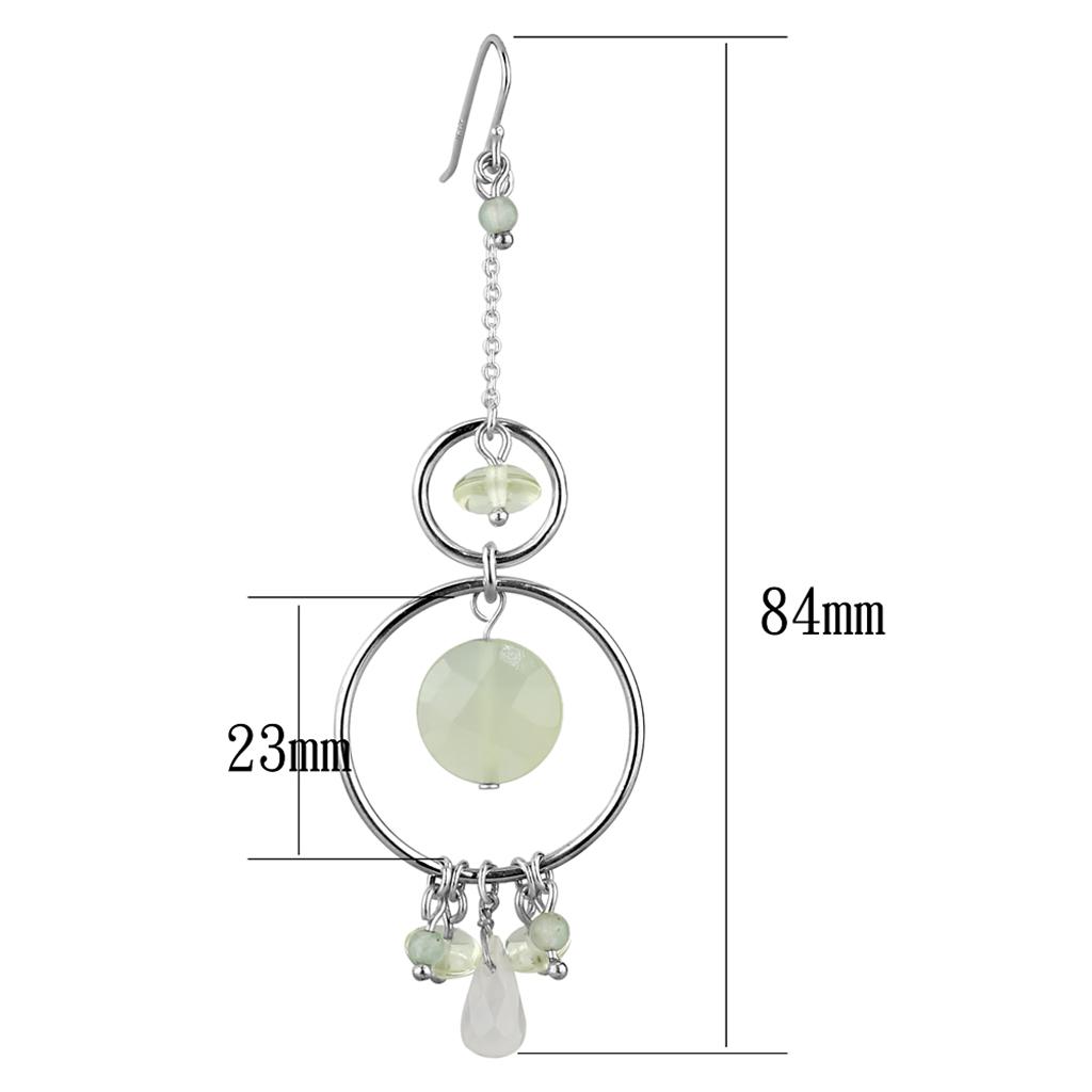 Silver 925 Sterling Silver Earrings with Synthetic Jade in Multi Color