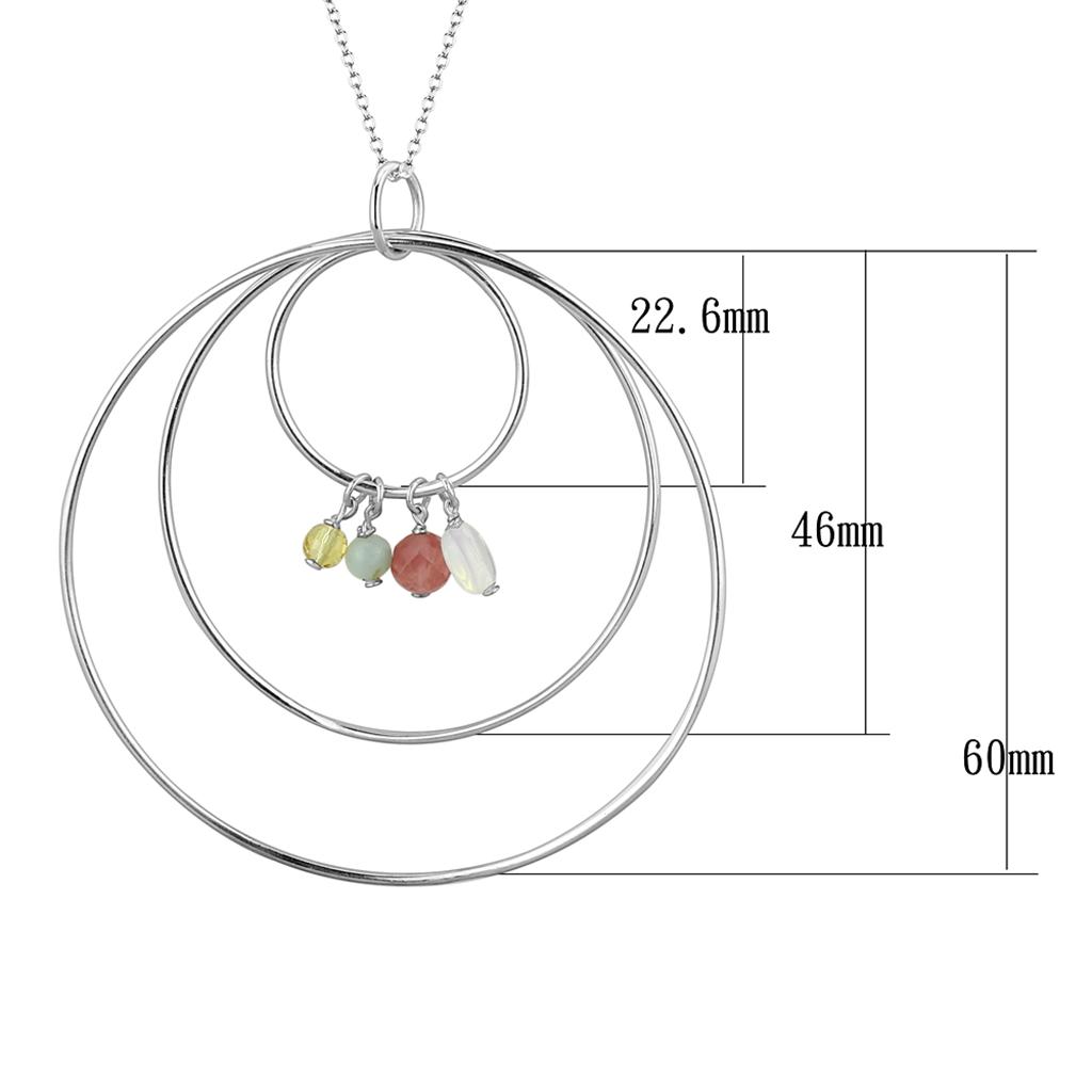 Silver 925 Sterling Silver Necklace with Synthetic Jade in Multi Color