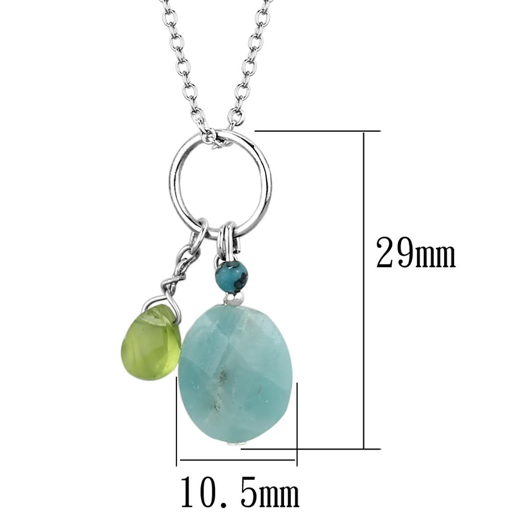 Silver 925 Sterling Silver Necklace with Synthetic Jade in Multi Color