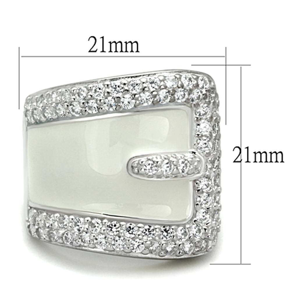 Rhodium 925 Sterling Silver Ring with AAA Grade CZ in Clear