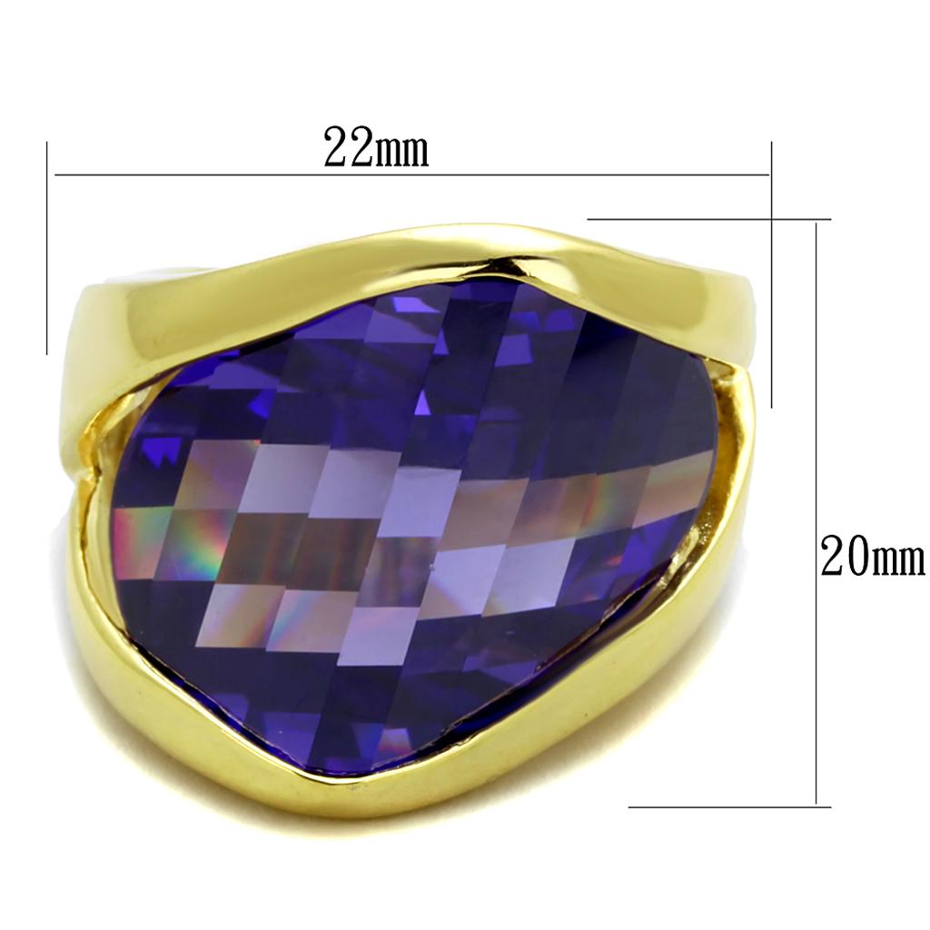 Gold 925 Sterling Silver Ring with AAA Grade CZ in Tanzanite