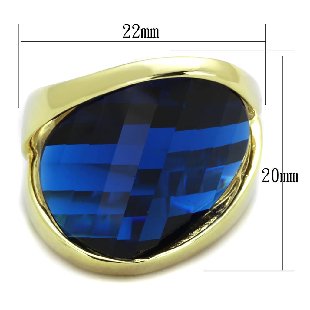 Gold 925 Sterling Silver Ring with Synthetic Synthetic Glass in Montana
