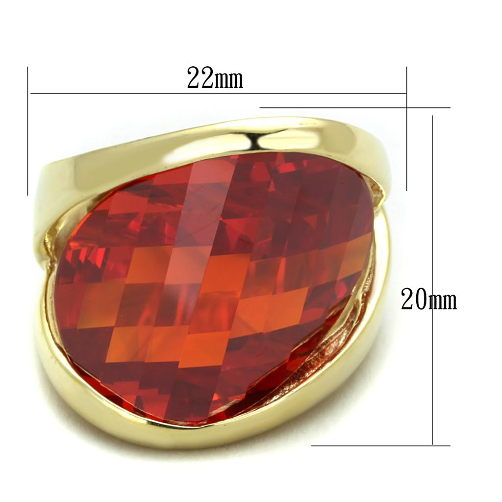 Gold 925 Sterling Silver Ring with AAA Grade CZ in Orange