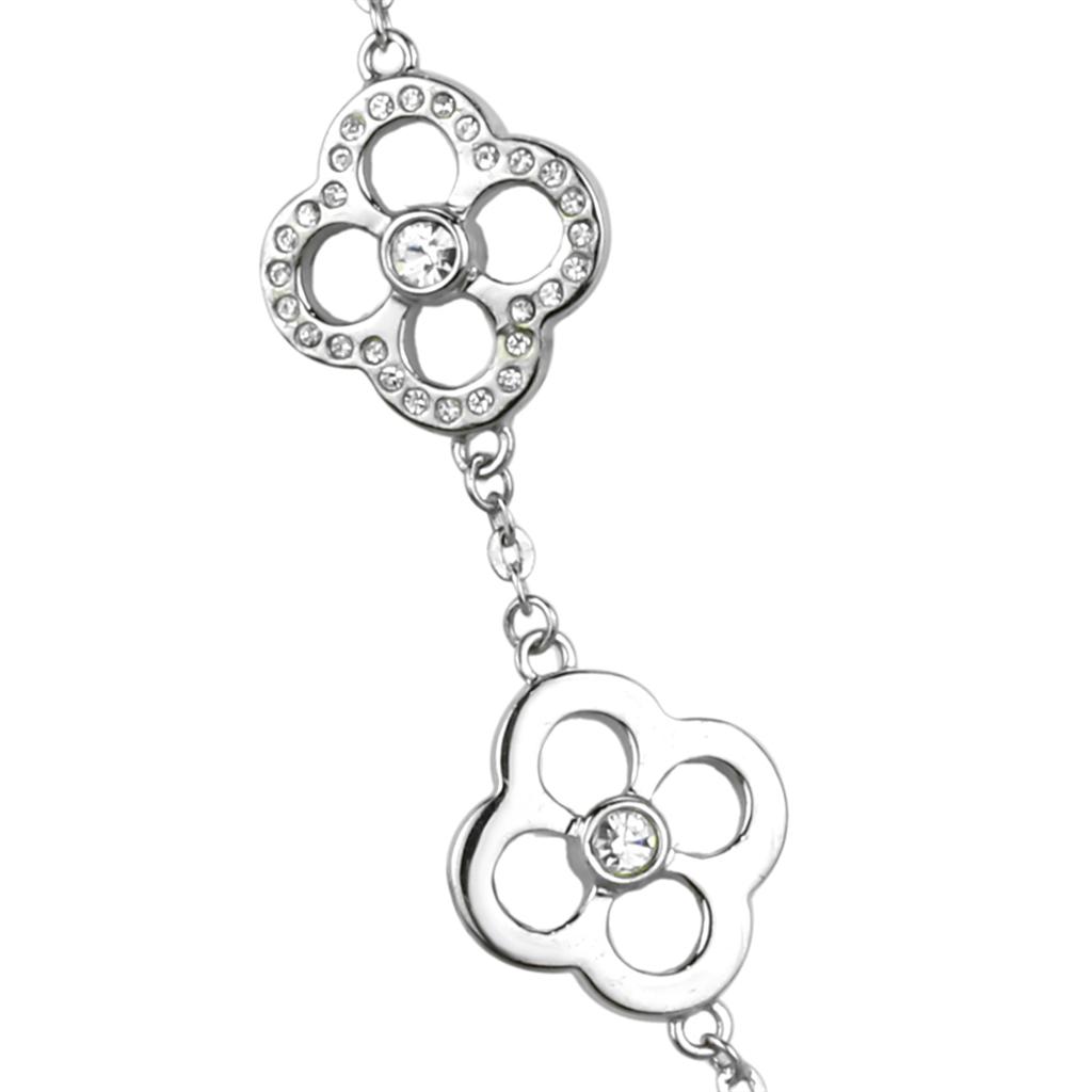 LOS874 Rhodium 925 Sterling Silver Necklace with Top Grade Crystal in Clear