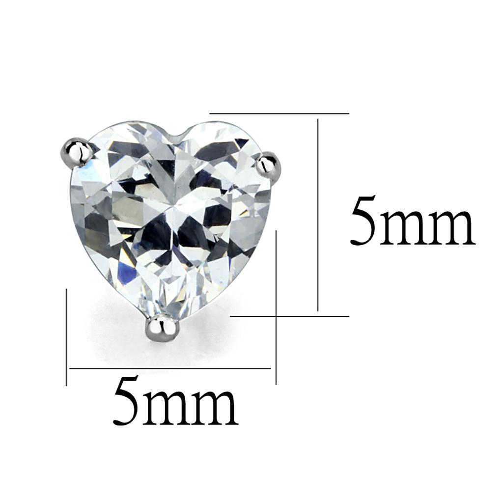 Rhodium 925 Sterling Silver Earrings with AAA Grade CZ in Clear