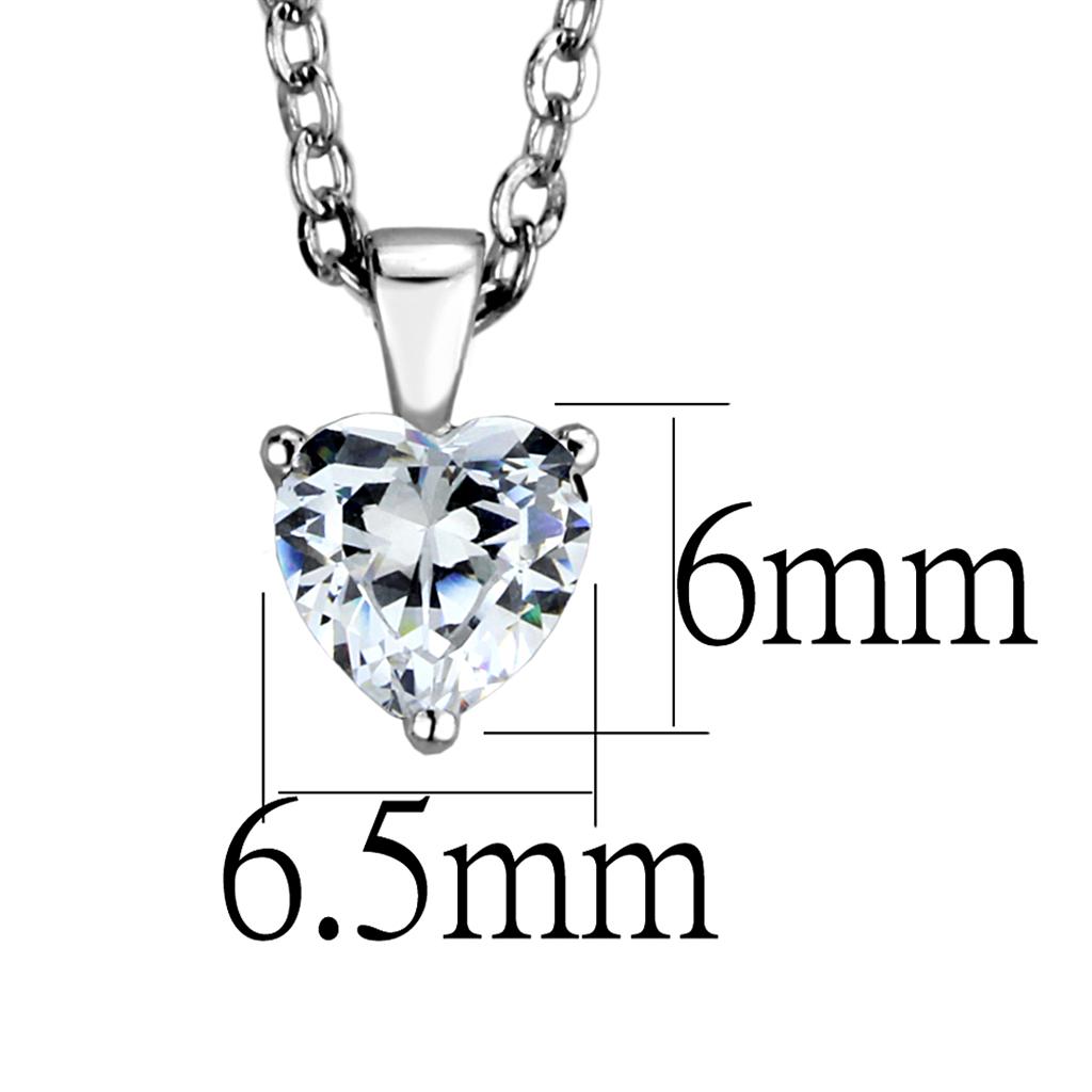 Rhodium 925 Sterling Silver Chain Pendant with AAA Grade CZ in Clear