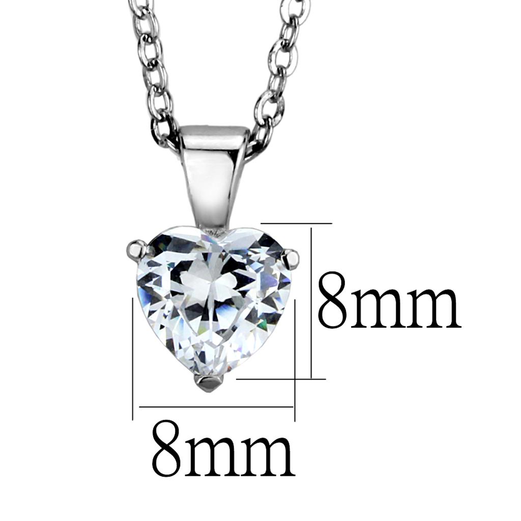Rhodium 925 Sterling Silver Chain Pendant with AAA Grade CZ in Clear