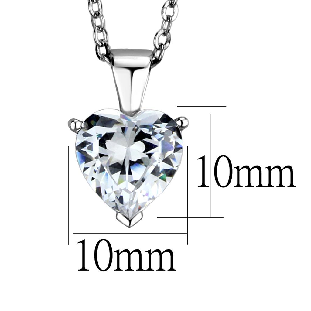 Rhodium 925 Sterling Silver Chain Pendant with AAA Grade CZ in Clear