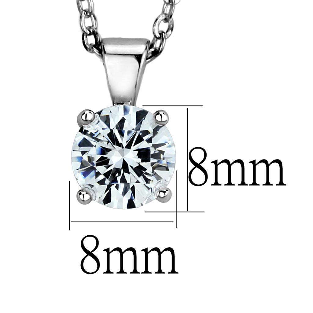 Rhodium 925 Sterling Silver Chain Pendant with AAA Grade CZ in Clear