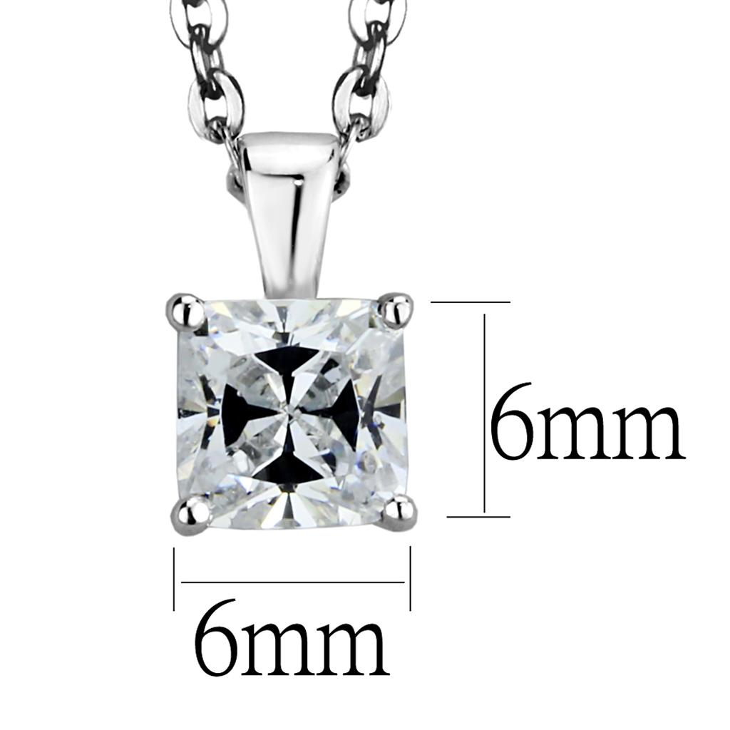 Rhodium 925 Sterling Silver Chain Pendant with AAA Grade CZ in Clear