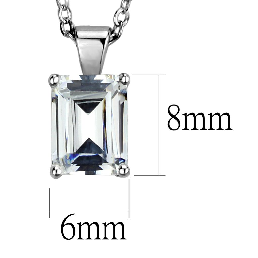 Rhodium 925 Sterling Silver Chain Pendant with AAA Grade CZ in Clear