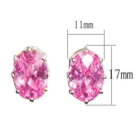 Sterling Silver Earrings with AAA Grade CZ in Pink