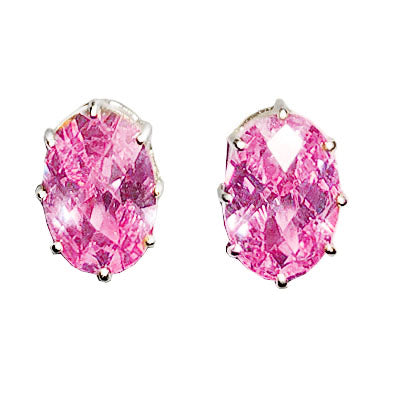 Sterling Silver Earrings with AAA Grade CZ in Pink