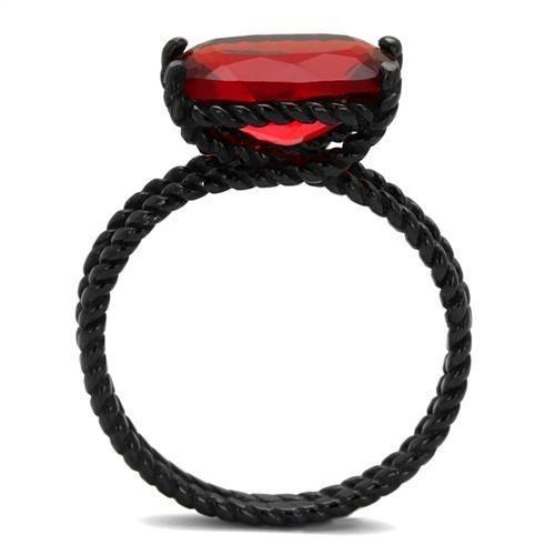IP Black(Ion Plating) Stainless Steel Ring with Synthetic Synthetic Glass in Siam