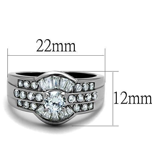High polished (no plating) Stainless Steel Ring with AAA Grade CZ in Clear