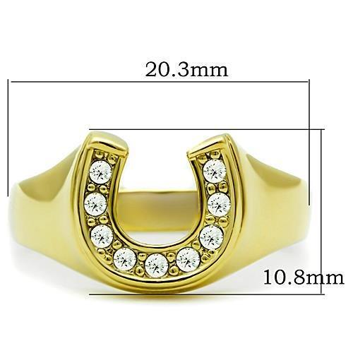 IP Gold(Ion Plating) Stainless Steel Ring with Top Grade Crystal in Clear