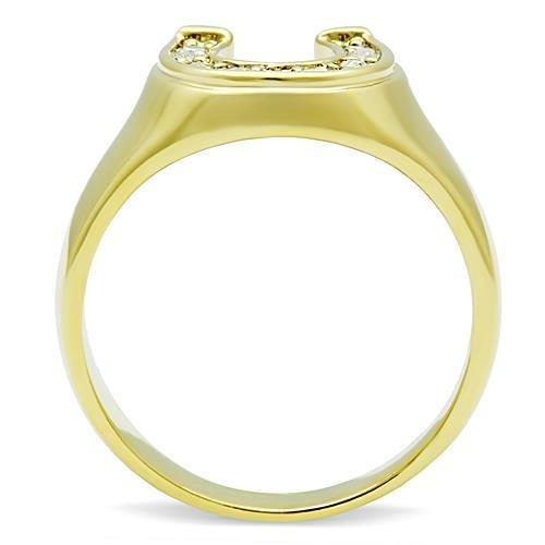 IP Gold(Ion Plating) Stainless Steel Ring with Top Grade Crystal in Clear