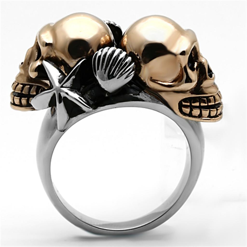 Two-Tone IP Rose Gold Stainless Steel Ring with Epoxy in Jet