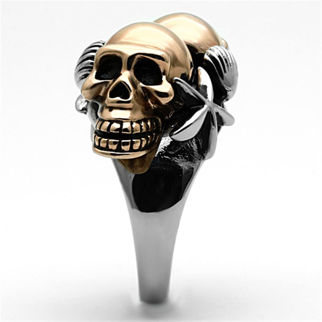 Two-Tone IP Rose Gold Stainless Steel Ring with Epoxy in Jet