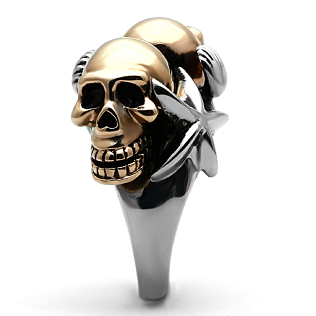 Two-Tone IP Rose Gold Stainless Steel Ring with Epoxy in Jet