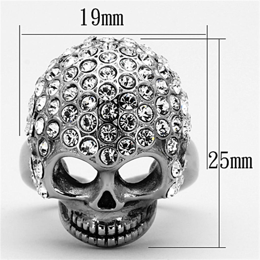 High polished (no plating) Stainless Steel Ring with Top Grade Crystal in Clear