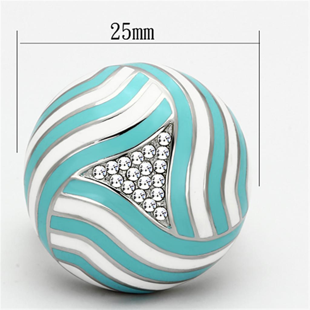 High polished (no plating) Stainless Steel Ring with Top Grade Crystal in Clear