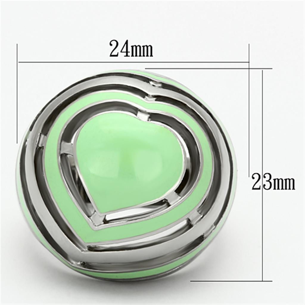 High polished (no plating) Stainless Steel Ring with Epoxy in Emerald