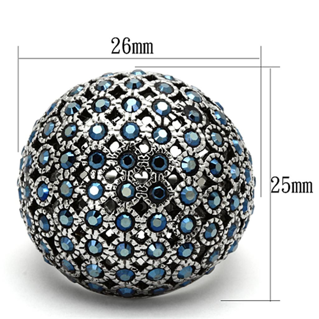 High polished (no plating) Stainless Steel Ring with Top Grade Crystal in Aquamarine AB