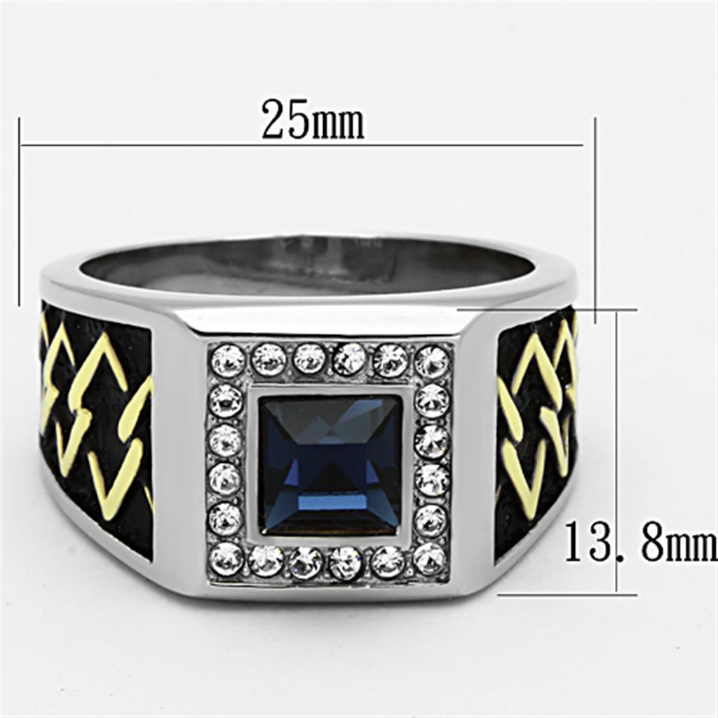 Two-Tone IP Gold (Ion Plating) Stainless Steel Ring with Top Grade Crystal in Montana