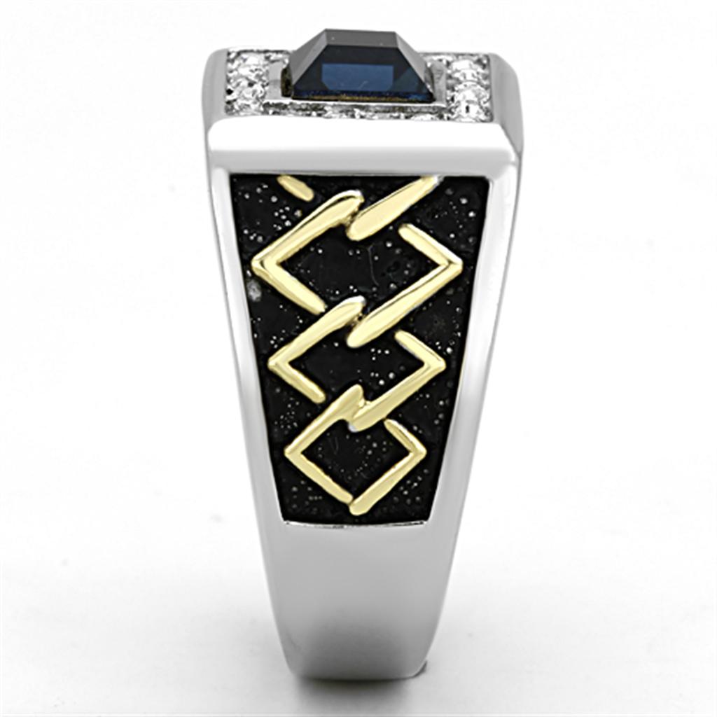 Two-Tone IP Gold (Ion Plating) Stainless Steel Ring with Top Grade Crystal in Montana