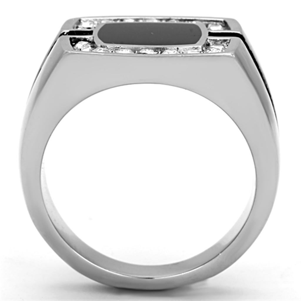 High polished (no plating) Stainless Steel Ring with Top Grade Crystal in Clear