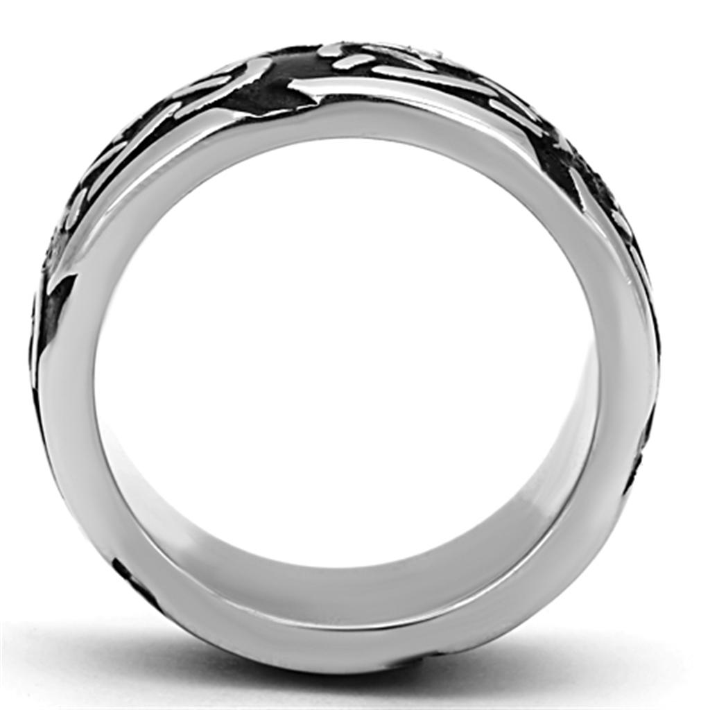 High polished (no plating) Stainless Steel Ring with Epoxy in Jet