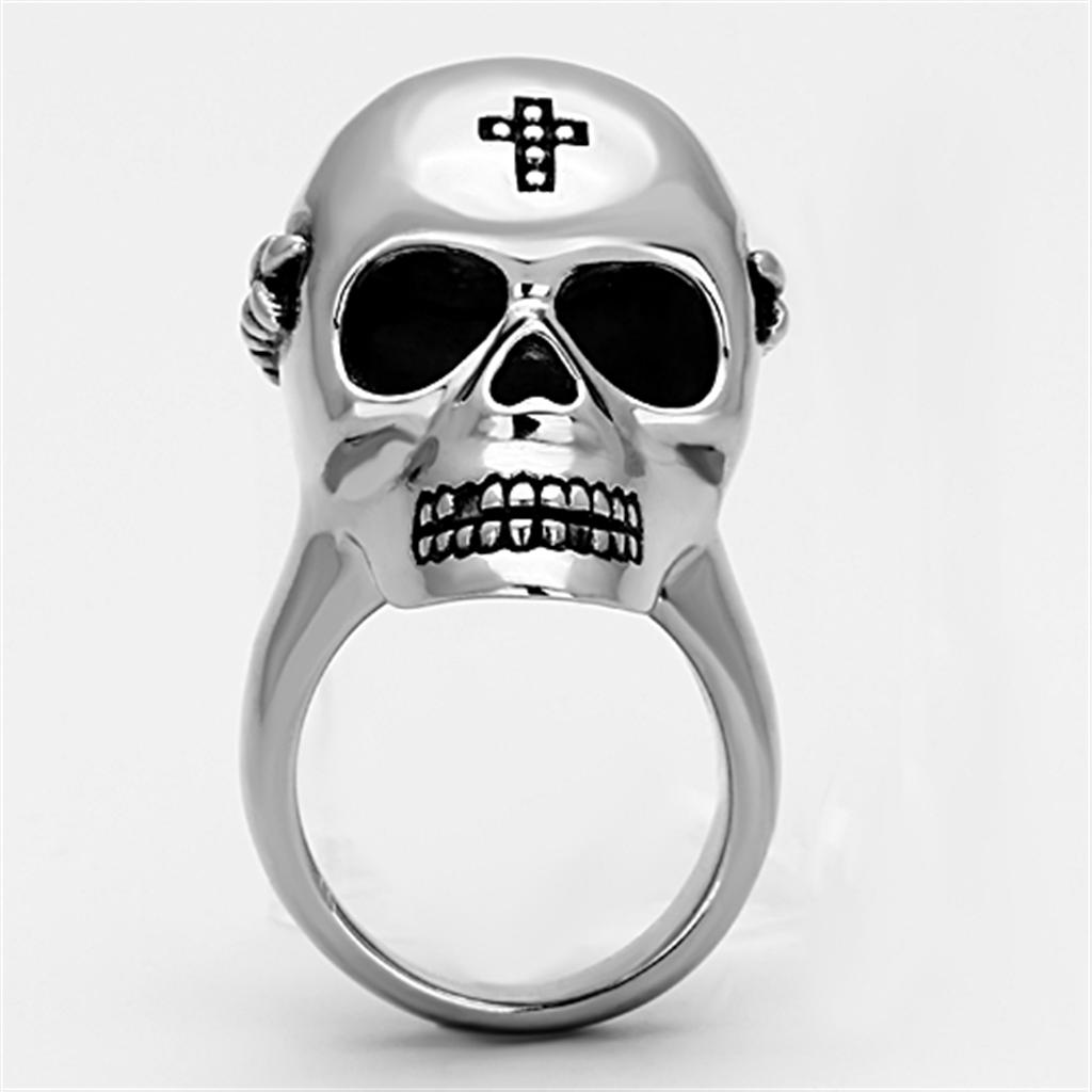 High polished (no plating) Stainless Steel Ring with Epoxy in Jet