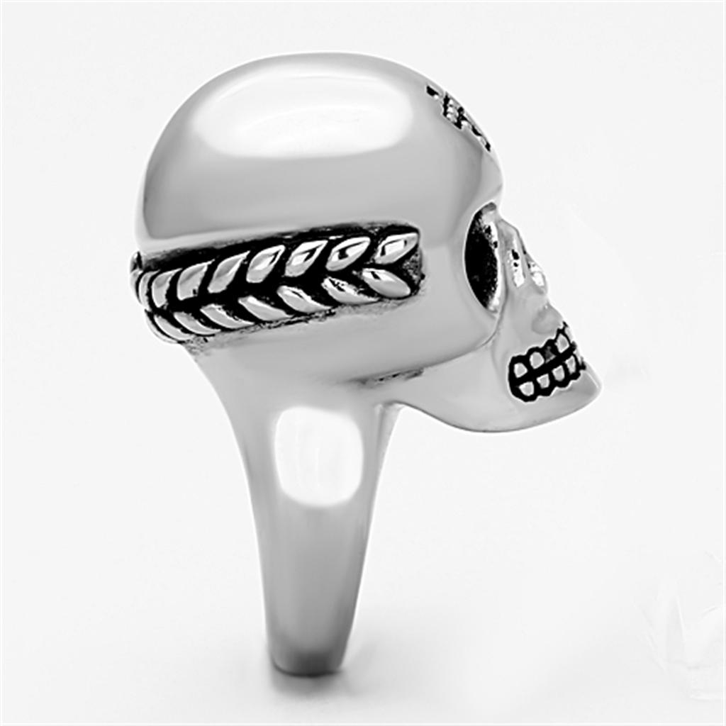 High polished (no plating) Stainless Steel Ring with Epoxy in Jet