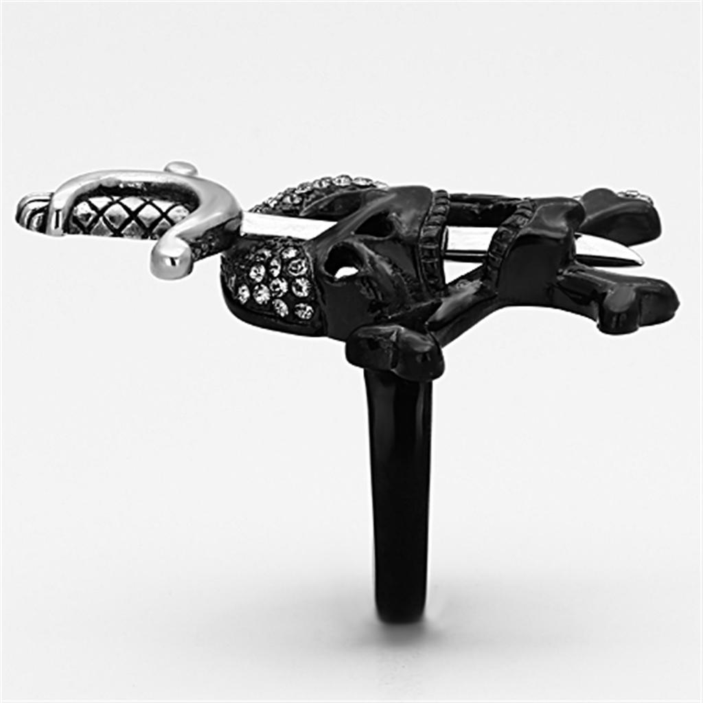 Two-Tone IP Black Stainless Steel Ring with Top Grade Crystal in Black Diamond