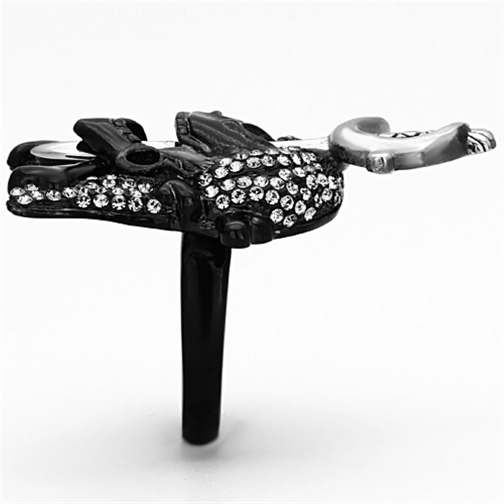 Two-Tone IP Black Stainless Steel Ring with Top Grade Crystal in Black Diamond