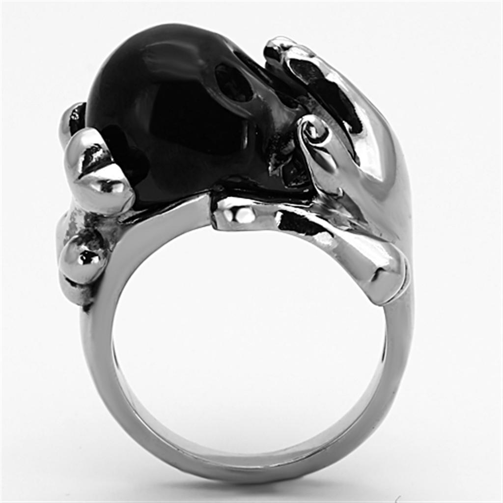 Two-Tone IP Black Stainless Steel Ring with Epoxy in Jet