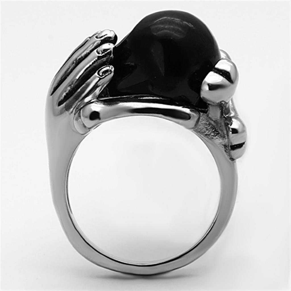 Two-Tone IP Black Stainless Steel Ring with Epoxy in Jet