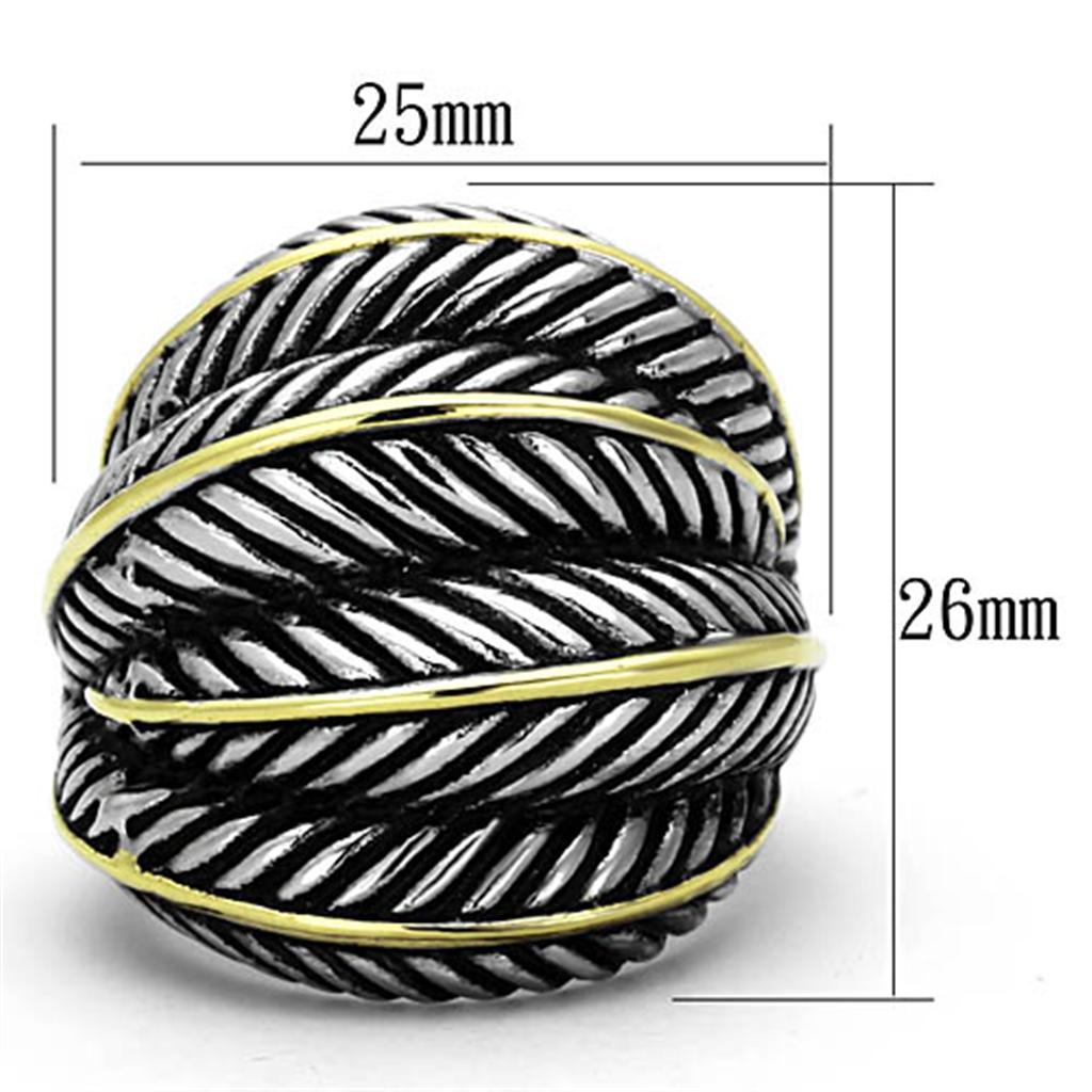 Two-Tone IP Gold (Ion Plating) Stainless Steel Ring with Epoxy in Jet