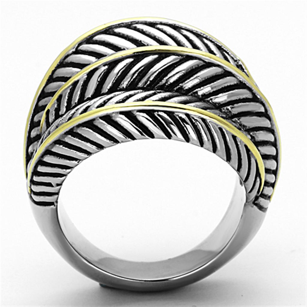 Two-Tone IP Gold (Ion Plating) Stainless Steel Ring with Epoxy in Jet