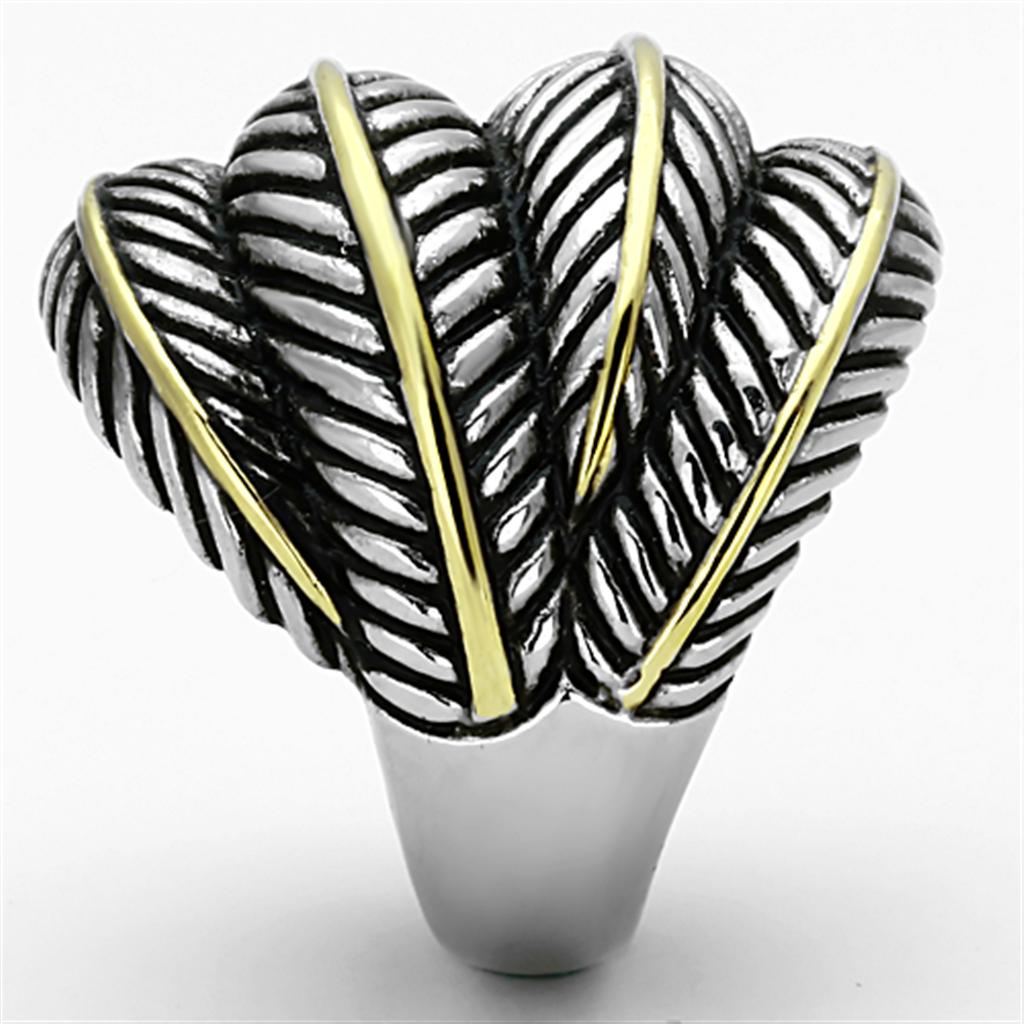 Two-Tone IP Gold (Ion Plating) Stainless Steel Ring with Epoxy in Jet