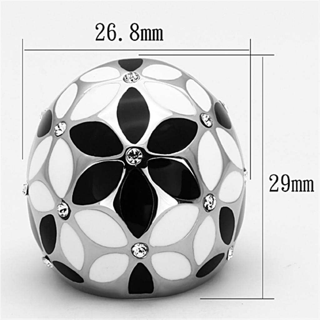 High polished (no plating) Stainless Steel Ring with Top Grade Crystal in Clear